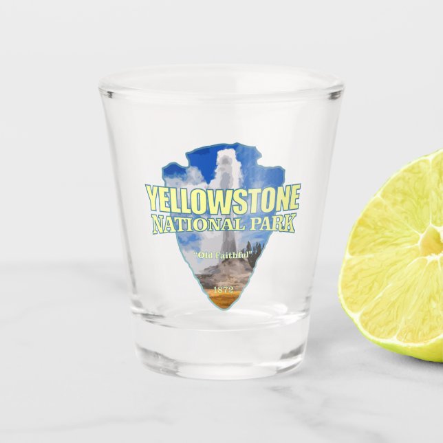 Yellowstone (arrowhead) shot glass (Front)