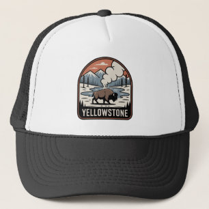 Yellowstone Bison Retro Park Badge Trucker Hat