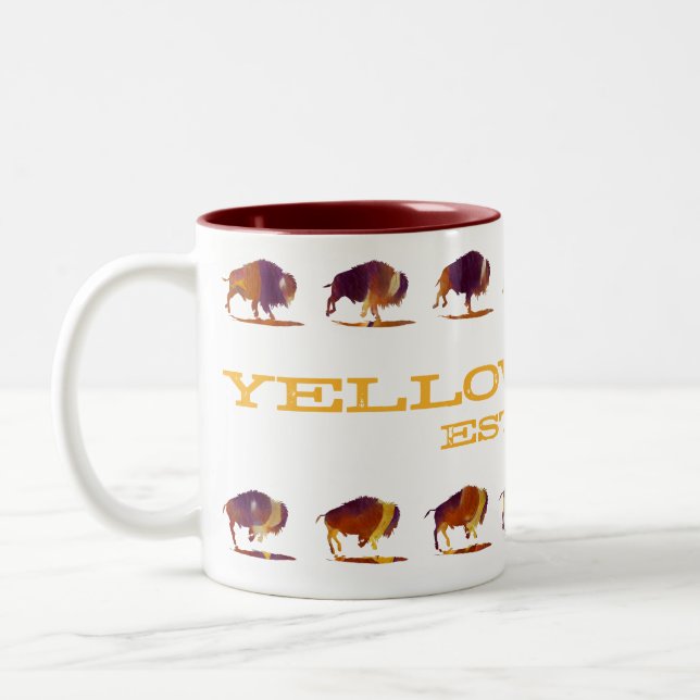 Yellowstone Bison Running Two-Tone Coffee Mug (Left)