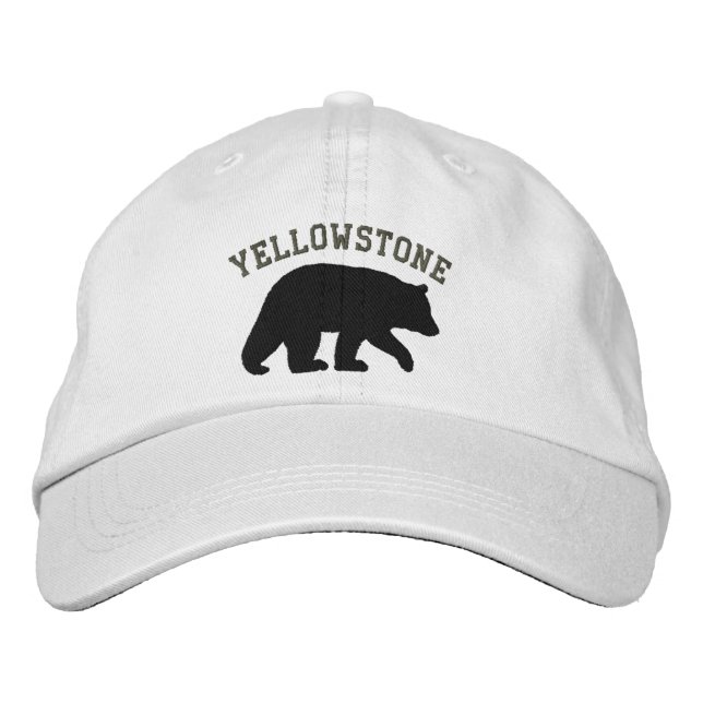 YELLOWSTONE Black Bear Silhouette Custom Embroidered Hat (Front)