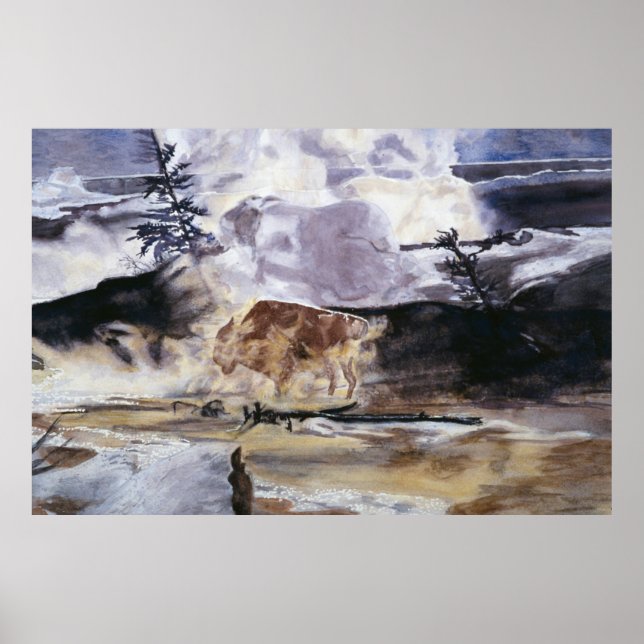 Yellowstone Buffalo in Winter Poster (Front)