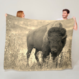 Yellowstone Buffalo Nature Scene Fleece Blanket
