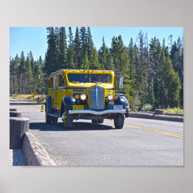 Yellowstone Bus Crosses the Fishing Bridge Poster (Front)