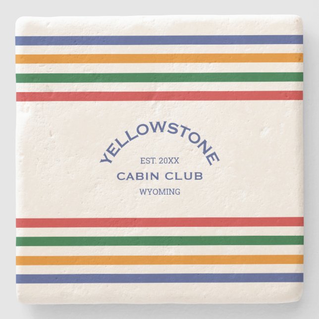 Yellowstone Cabin Club Custom Crest Park Stripe Stone Coaster (Front)