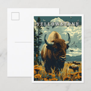 Yellowstone Classic Art Retro Vintage Travel Postcard