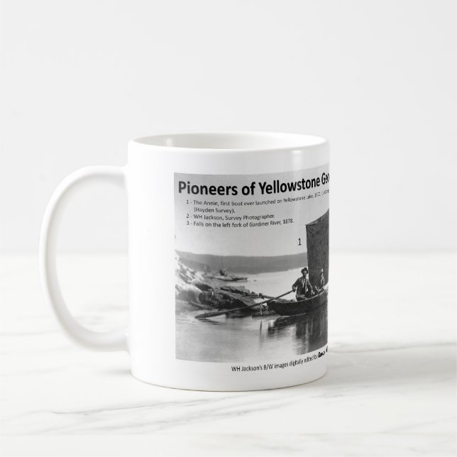 Yellowstone Geology Pioneers I - Boat / Falls Coffee Mug (Left)