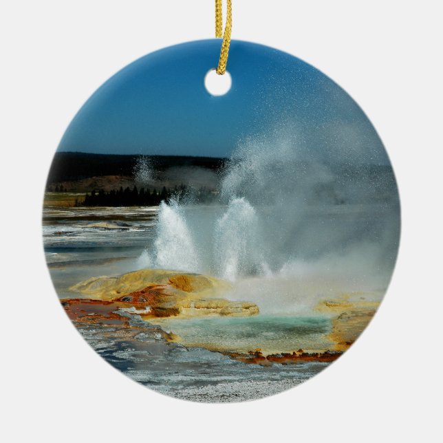 Yellowstone Geysers Ceramic Ornament (Front)