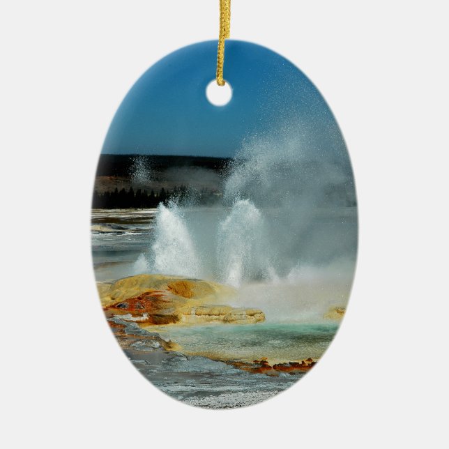 Yellowstone Geysers Ceramic Ornament (Front)