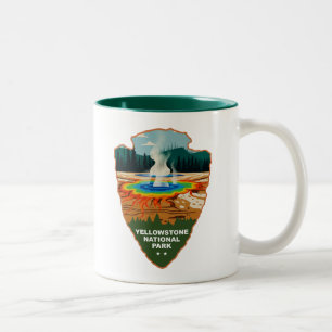 Yellowstone Grand Prismatic Spring Arrowhead Two-Tone Coffee Mug