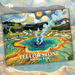 Yellowstone Grand Prismatic Spring Van Gogh Custom Postcard