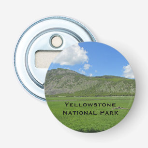 Yellowstone Green Grass Field Photo National Park Bottle Opener