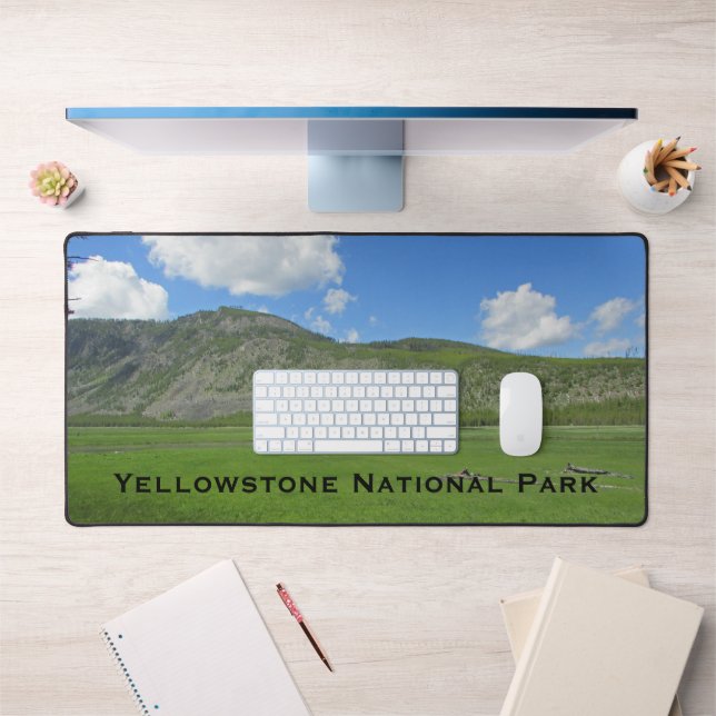 Yellowstone Green Meadow Photo National Park Desk Mat (Office 1)