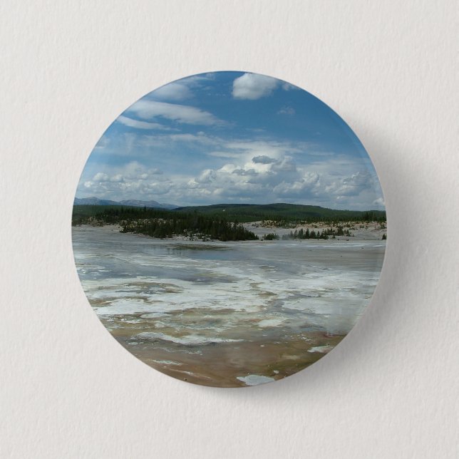 Yellowstone hot land, geyser 2 inch round button (Front)