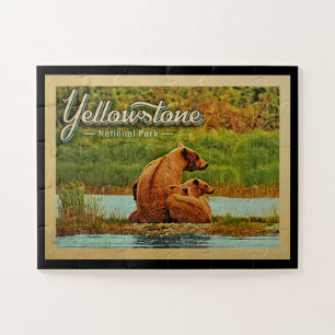 Yellowstone Jigsaw Puzzle Parc national Bear Retro