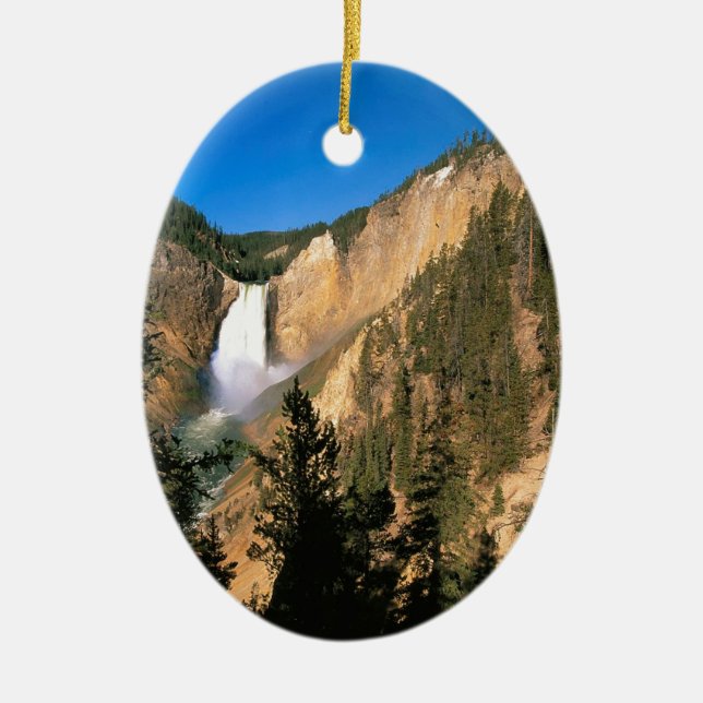 Yellowstone Lower Falls Wyoming Ceramic Ornament (Front)
