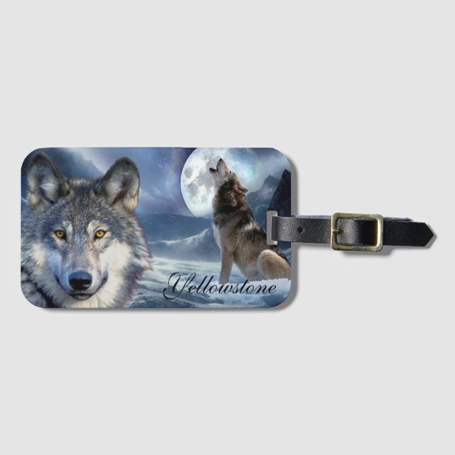 Yellowstone Luggage Tag-Wolf Luggage Tag (Front Horizontal)