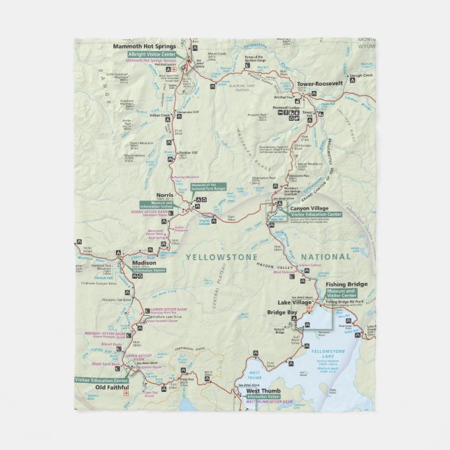 Yellowstone map fleece blanket (Front)