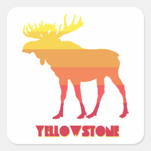 Yellowstone Moose Square Sticker