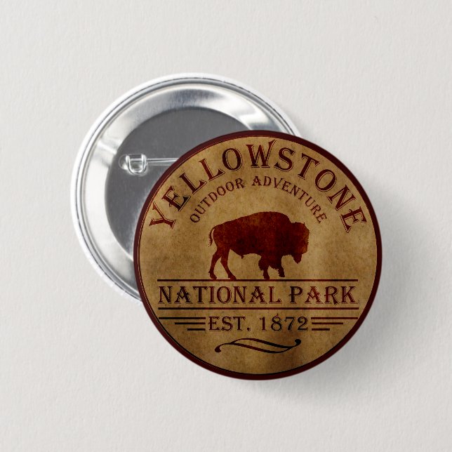 Yellowstone national park 2 inch round button (Front & Back)