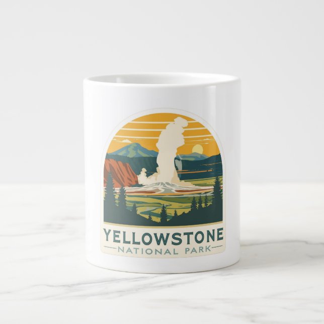 Yellowstone National Park Adventure Design Large Coffee Mug (Front)