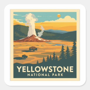 Yellowstone National Park Adventure Design Square Sticker