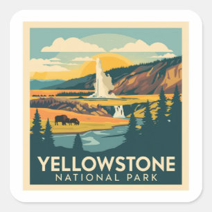 Yellowstone National Park Adventure Design Square Sticker
