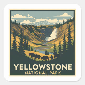Yellowstone National Park Adventure Design Square Sticker