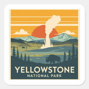 Yellowstone National Park Adventure Design Square Sticker