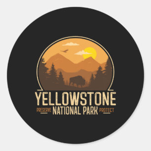 Yellowstone National Park Adventure Retro Vintage  Classic Round Sticker