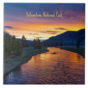Yellowstone National Park at Sunset  Tile
