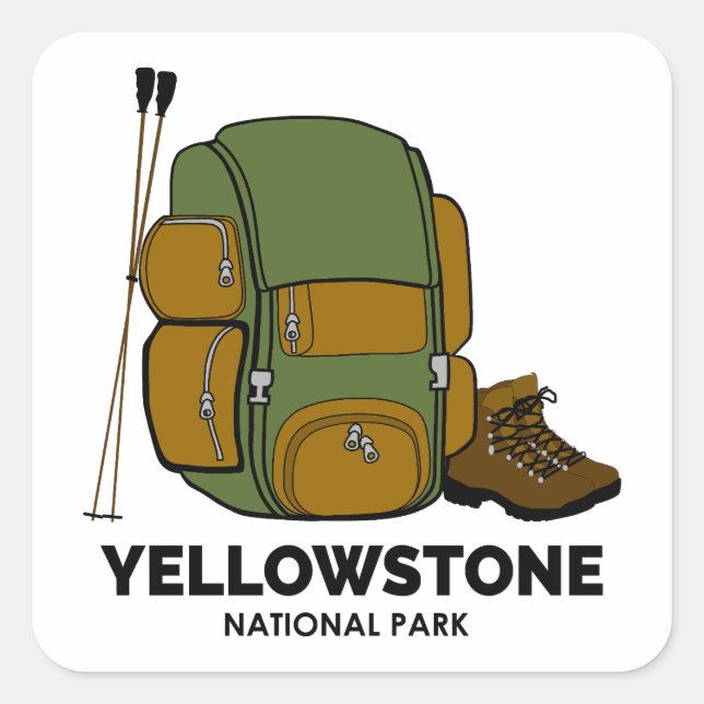 Yellowstone National Park Backpack Square Sticker (Front)