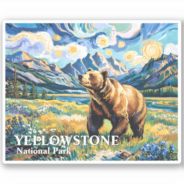 Yellowstone National Park Bear Landscape Van Gogh (Front)