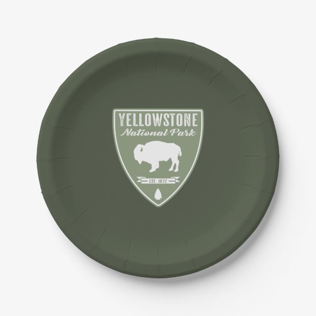 Yellowstone National Park Bison Paper Plate (Front)