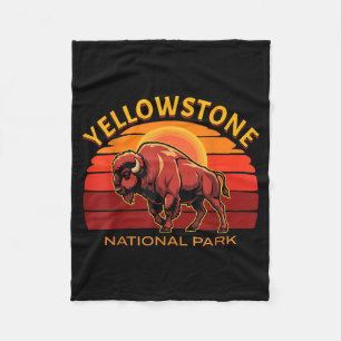 Yellowstone National Park Buffalo Bison Sunset Fleece Blanket