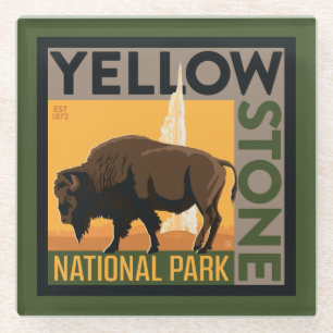 Yellowstone National Park Buffalo Glass Coaster