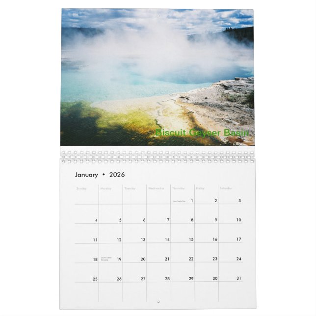 Yellowstone National Park Calendar (Jan 2026)