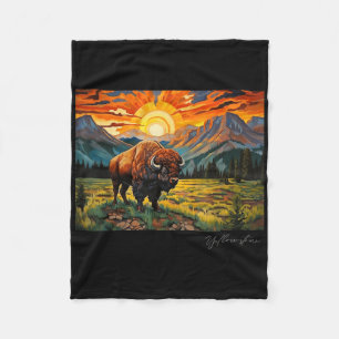 Yellowstone National Park Camping Hiking Outdoors Fleece Blanket
