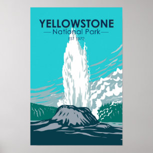 Yellowstone National Park Castle Geyser Vintage Poster