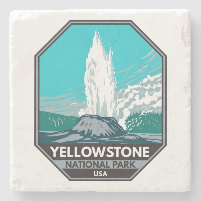 Yellowstone National Park Castle Geyser Vintage  Stone Coaster (Front)