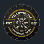 Yellowstone National Park dart board<br><div class="desc">Gather the family or your friends, and play darts with this great design that commemorates the First National Park. The Yellowstone Dart board is a perfect gift for the office, mancave, garage, or put in your bar or tavern. My love of Yellowstone is the catalyst behind this badge style design....</div>