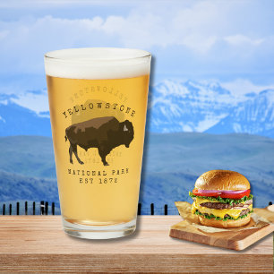 Yellowstone National Park Established Dated Bison  Glass