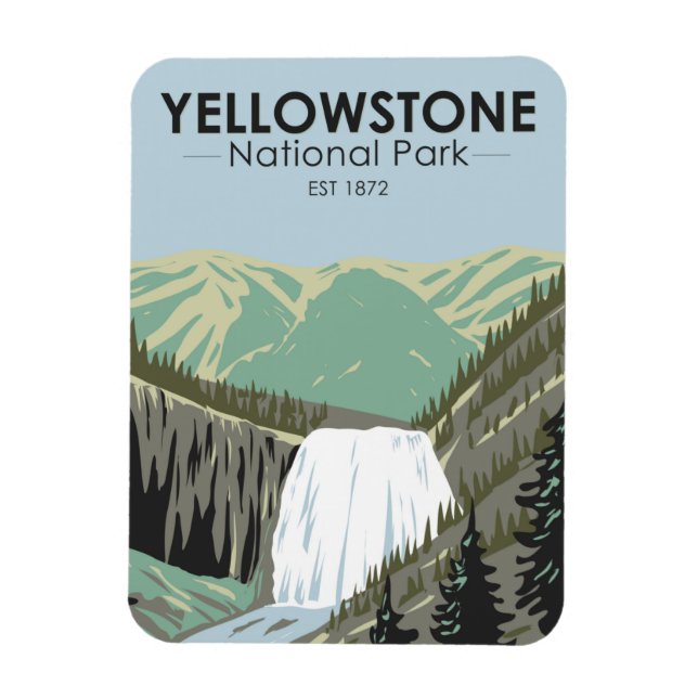 Yellowstone National Park Gibbon Falls Vintage  Magnet (Vertical)