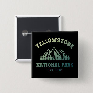 Yellowstone National Park Gradient Hiking Camping 2 Inch Square Button