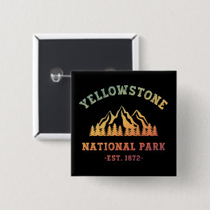 Yellowstone National Park Gradient Hiking Camping 2 Inch Square Button