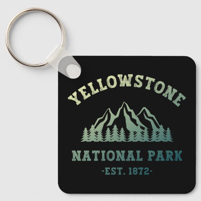 Yellowstone National Park Gradient Hiking Camping Keychain (Front)