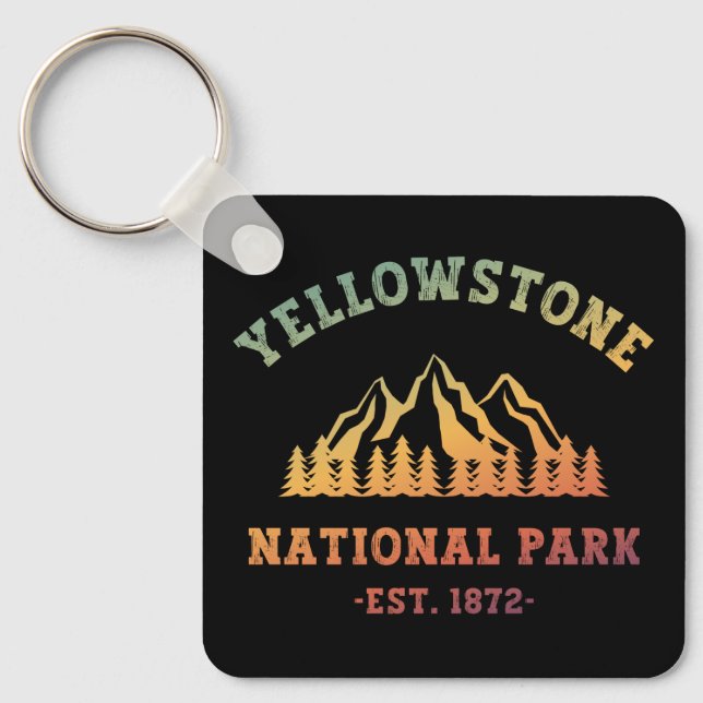 Yellowstone National Park Gradient Hiking Camping Keychain (Front)