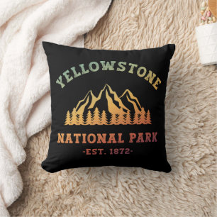 Yellowstone National Park Gradient Hiking Camping Throw Pillow