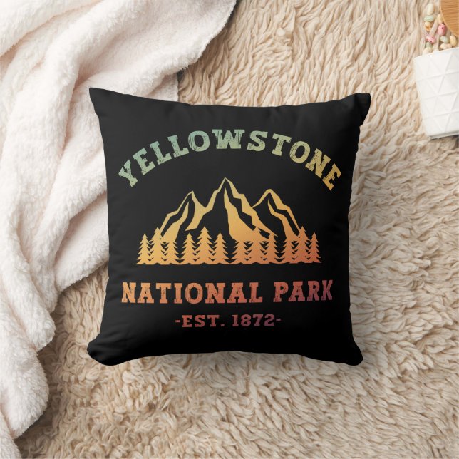 Yellowstone National Park Gradient Hiking Camping Throw Pillow (Blanket)