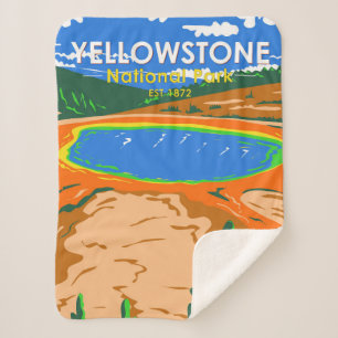 Yellowstone National Park Grand Prismatic Spring  Sherpa Blanket