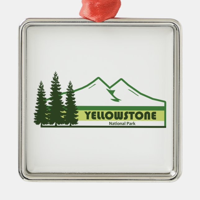 Yellowstone National Park Green Stripes Metal Ornament (Front)